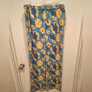 Sesame Street Men's Yellow Floral Cookie Monster Novelty Print Pajama Pants XL